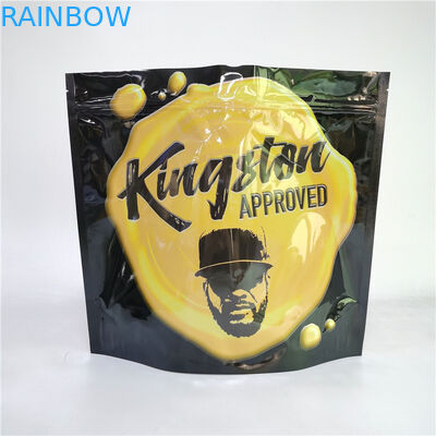 Tas Pencetakan Digital 3.5G 1LB Soft Touch Holographic Bag High Barrier Smell Proof Child Proof Zipper Stand Up Bags