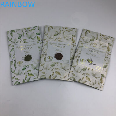 Tas cetak digital yang disesuaikan Logo emas logam berdiri tas pengemasan teh