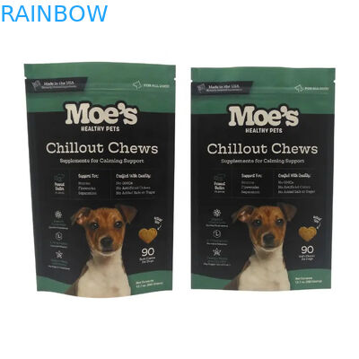 Kantong makanan hewan peliharaan dengan ritsleting dalam warna CMYK untuk penyimpanan makanan hewan peliharaan yang tahan lama