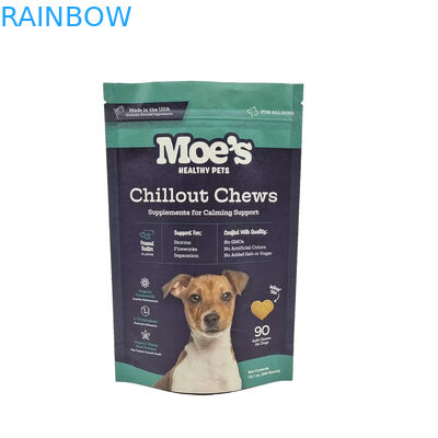 Kantong makanan hewan peliharaan dengan ritsleting dalam warna CMYK untuk penyimpanan makanan hewan peliharaan yang tahan lama