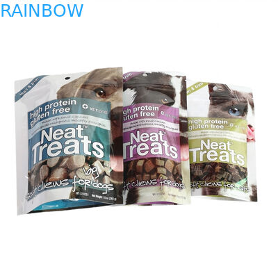 Kantong makanan hewan peliharaan dengan ritsleting dalam warna CMYK untuk penyimpanan makanan hewan peliharaan yang tahan lama