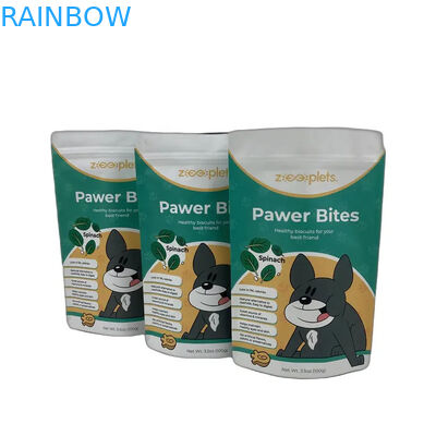 Kantong makanan hewan peliharaan dengan ritsleting dalam warna CMYK untuk penyimpanan makanan hewan peliharaan yang tahan lama