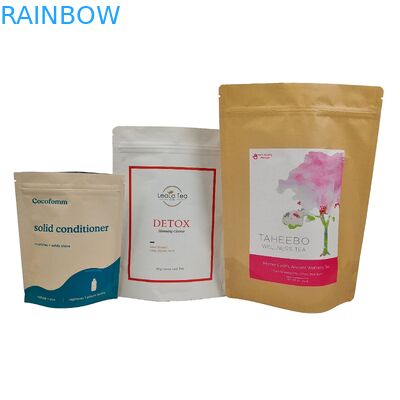 Biodegradable Doypack Recyclable Custom Stand Up Bag With Zip Lock Kantong Kertas Kraft Kantong Kemasan Makanan