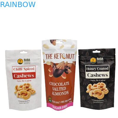 Ziplock Mylar Bags Dengan Jendela Terbuka Untuk Kacang Kuah Plastik yang Bisa Ditutup Lagi Zipper Stand Up Zipper Bag