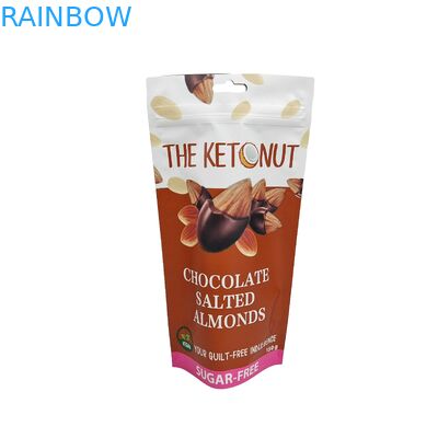 Matt Custom Logo Cetak Stand Up Bag Aluminium Foil Cokelat Kemasan Makanan Stand Up Zipper Bag