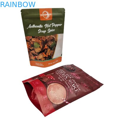 Matt Custom Logo Cetak Stand Up Bag Aluminium Foil Cokelat Kemasan Makanan Stand Up Zipper Bag