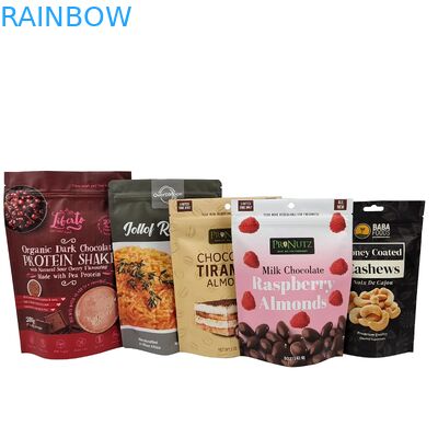 Custom Resalable Plastic Chocolate Bean Pouch Aluminium Foil Stand Up Pouch Snack Cashew Zipper Bag