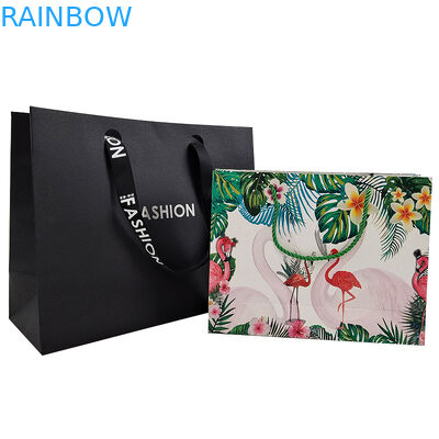 Logo Bermerek yang Disesuaikan Kemasan Pakaian Kertas Hitam Mewah Kemasan Kertas