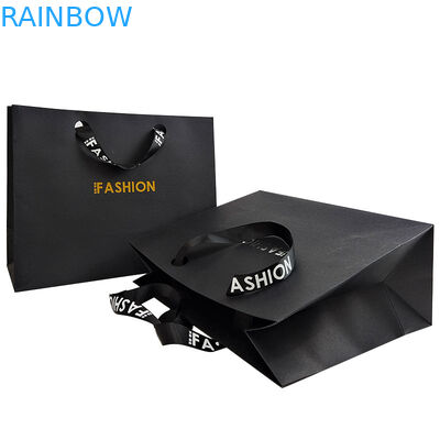 Logo Bermerek yang Disesuaikan Kemasan Pakaian Kertas Hitam Mewah Kemasan Kertas