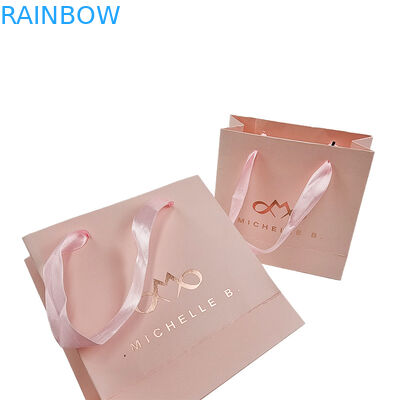 Custom Print Logo Elegant Putih Hitam Gift Paper Bags Kemewahan Pakaian Boutique Paper Shopping Bag Dengan Ribbon Handle