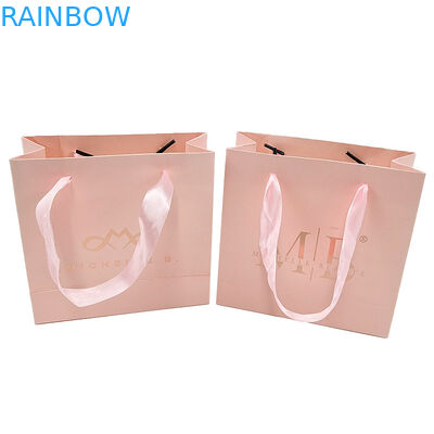 Custom Print Logo Elegant Putih Hitam Gift Paper Bags Kemewahan Pakaian Boutique Paper Shopping Bag Dengan Ribbon Handle