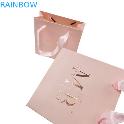 Custom Print Logo Elegant Putih Hitam Gift Paper Bags Kemewahan Pakaian Boutique Paper Shopping Bag Dengan Ribbon Handle