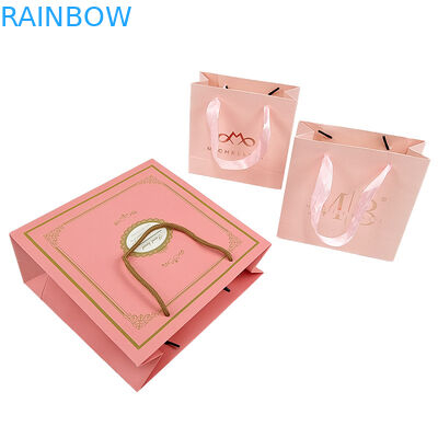 Custom Print Logo Elegant Putih Hitam Gift Paper Bags Kemewahan Pakaian Boutique Paper Shopping Bag Dengan Ribbon Handle