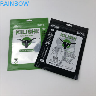 Foil Tiga Sisi Seal Zipper Flat Daging Sapi Jerky Plastik Kantong Kemasan
