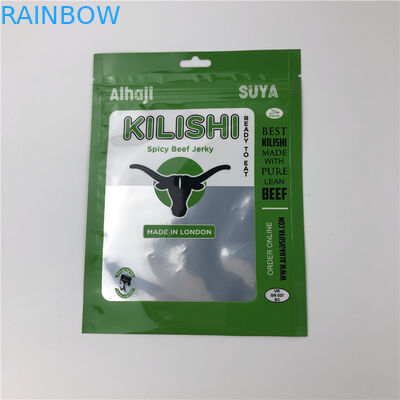 Foil Tiga Sisi Seal Zipper Flat Daging Sapi Jerky Plastik Kantong Kemasan