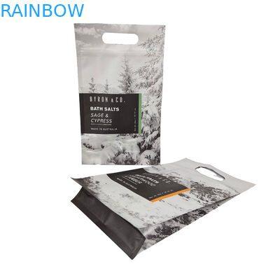 Bagian Bawah Gusset Plastik Zip Bag Plastik Square Datar Bagian Bawah Tas Makanan Kemasan Sisi Seal Pet Food Bag Dengan Handle