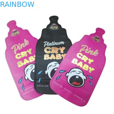 Tas Mylar Die Cut Holografik Ziplock Bukti Anak Cetak Kustom 3.5g Tas Kemasan Permen Bergetah Bentuk Khusus yang Dapat Dimakan