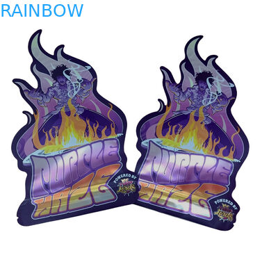 Tas Sentuhan Lembut Matte Cetak Kustom Tas Mylar 3.5g Tas Ziplock Mylar Die Cut Holografik Cetak Digital