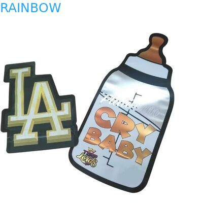 Percetakan Custom 3.5g Tas Mylar Die Cut Kantong Irregular Dengan Ziplock Circle Mylar Soft Touch Plastik Food Candy Bags