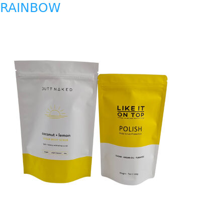 Kantong Kemasan Matte Printed yang Bisa Ditutup Kembali Kunci Zip Plastik Bath Salt Body Scrub Standing Up Bag With Zipper