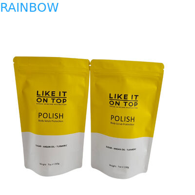 Kantong Kemasan Matte Printed yang Bisa Ditutup Kembali Kunci Zip Plastik Bath Salt Body Scrub Standing Up Bag With Zipper