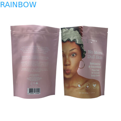 Kantong Kemasan Matte Printed yang Bisa Ditutup Kembali Kunci Zip Plastik Bath Salt Body Scrub Standing Up Bag With Zipper