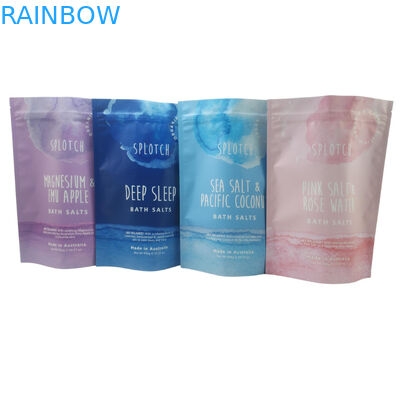 Kemasan yang disesuaikan Stand Up Bag Mylar Zipper Bag Aluminium Foil pouch untuk scrub Bath Salt Packing