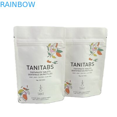 Pencetakan Digital Digunakan Lagi Biodegradable Eco Friendly Stand Up Bag Putih Kraft Paper Zip Lock Zipper Bag