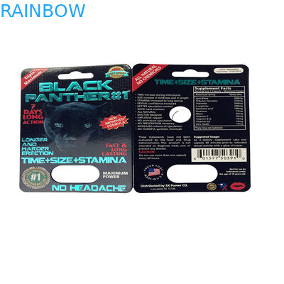 Pasar Amerika Serikat Pill Seks Kertas Blister Card Paking Untuk Rhino 69 / Tiger / Black Mamba Pills