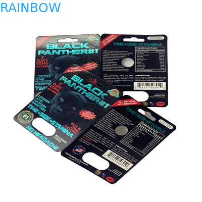 Pasar Amerika Serikat Pill Seks Kertas Blister Card Paking Untuk Rhino 69 / Tiger / Black Mamba Pills