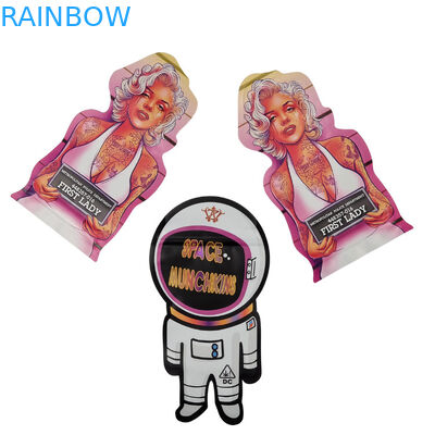 Tas cetak khusus Mylar anti bau berdiri kantong permen kemasan makanan 3.5g Mylar Ziplock Bag dengan jendela
