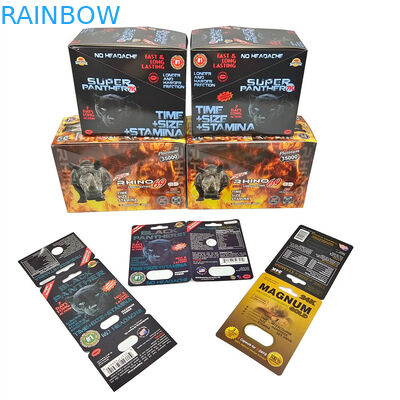 Jual Panas Pill Rhino Madu Seal Foil Aluminium Murni Laminasi Kantong Botol 3D Efek Kartu Tampilan Kotak Kemasan