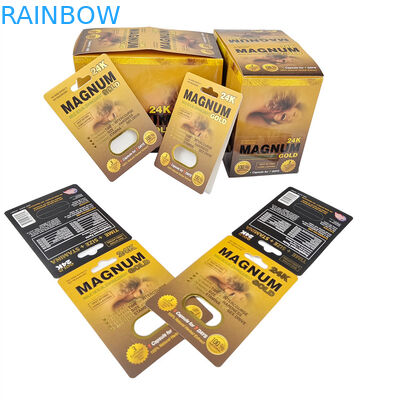 Percetakan khusus Penjualan panas Peningkatan Pill Rhino Kemasan Untuk Pria Stok Kertas Tampilan Kotak Kartu Kertas