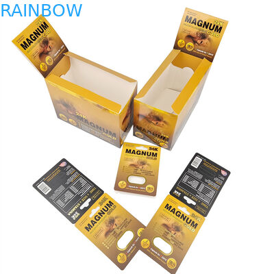 Percetakan khusus Penjualan panas Peningkatan Pill Rhino Kemasan Untuk Pria Stok Kertas Tampilan Kotak Kartu Kertas