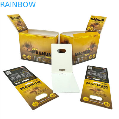 Pill seks berkualitas tinggi 3d Blister Packing Card Rhino Male Enhancement Pill Packing Card Dengan Kotak Kertas Tampilan