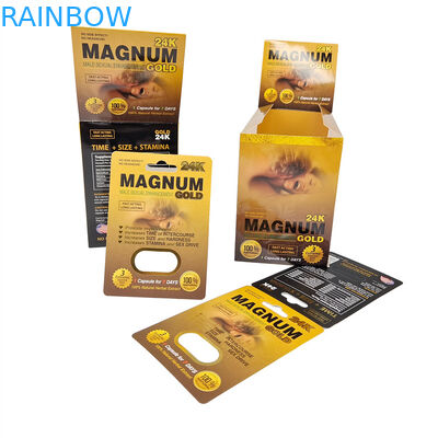 Pill seks berkualitas tinggi 3d Blister Packing Card Rhino Male Enhancement Pill Packing Card Dengan Kotak Kertas Tampilan