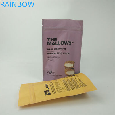 Custom Biodegradable Kraft Paper Stand Up Child Proof Zip Lock Packaging Bags Untuk Makanan ringan dan Bar