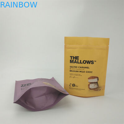 Custom Biodegradable Kraft Paper Stand Up Child Proof Zip Lock Packaging Bags Untuk Makanan ringan dan Bar