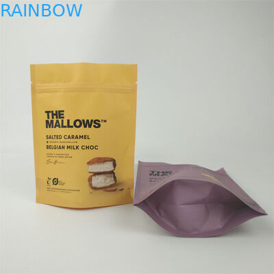 Custom Biodegradable Kraft Paper Stand Up Child Proof Zip Lock Packaging Bags Untuk Makanan ringan dan Bar