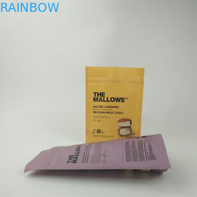 Custom Biodegradable Kraft Paper Stand Up Child Proof Zip Lock Packaging Bags Untuk Makanan ringan dan Bar