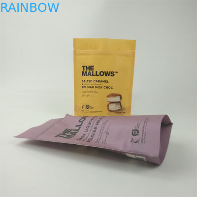 Tas kertas kraft biodegradable yang dicetak khusus kelas makanan berdiri up zip kunci kantong kemasan