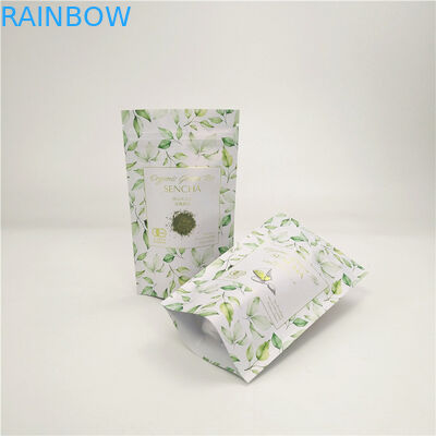 co ramah 3 sisi kantong kertas kraft tertutup panas daur ulang logo hitam dicetak kantong kertas kecil 5 gram