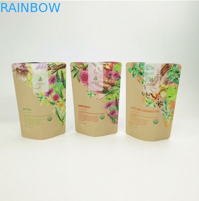 Custom cetak kelas makanan berdiri up zip kunci kemasan kantong biodegradable kantong kertas kraft