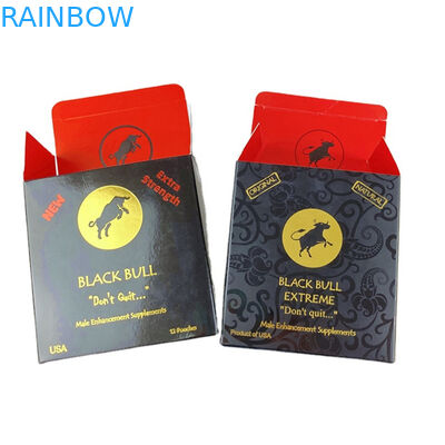 Custom Direct Sale Rhino Packaging Box Male Enhancement Pill Paper Display Package untuk Pill Seks