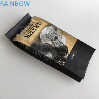 Percetakan Disesuaikan 250g Four Side Sealed Stand Up Coffee Bags With Valve