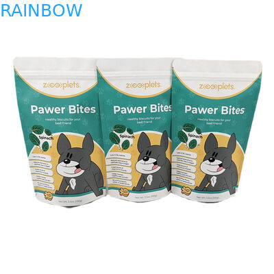 Logo yang disesuaikan Stand Up Pouch Kraft Paper Bag untuk Dog Treat Digital Print Tas Mylar yang dapat ditutup kembali