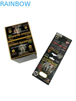 Hot Sale Custom Enhancement Pills Packaging Paper Card Rhino Tablet Pill Printed Paper Card dengan Blister
