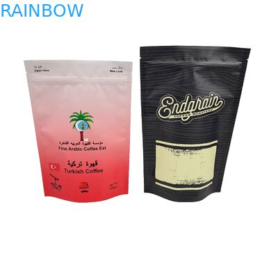 Matte/Glossy Custom Printed Stand Up Plastic Food Grade Packaging Bag Untuk Bubuk Biji Kopi