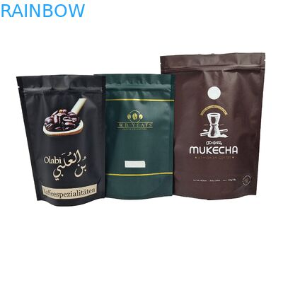 OEM Custom Printed Coffee Bags Kantong Kemasan Plastik Kantong Kopi Stand Up Dengan Zipper yang Dapat Ditutup Kembali