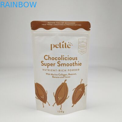 Sampel Gratis Daur Ulang Doypack Zipper Kantong Kertas Kraft Custom Kantong Teh Ziplock Putih Stand Up Bag